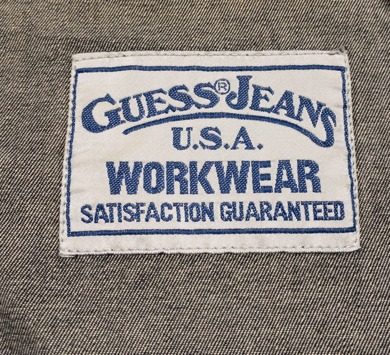 GUESS Denim Jacket Men's Large Vintage 80s Workwear Chore Yard Dark Wash Jeans