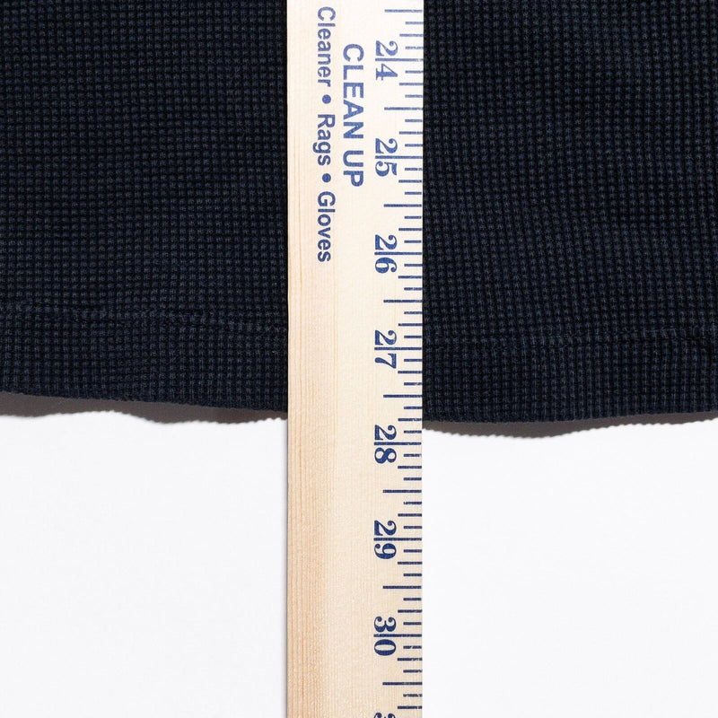 Flint And Tinder Thermal Henley Shirt Men's Large Waffle-Knit Solid Black USA