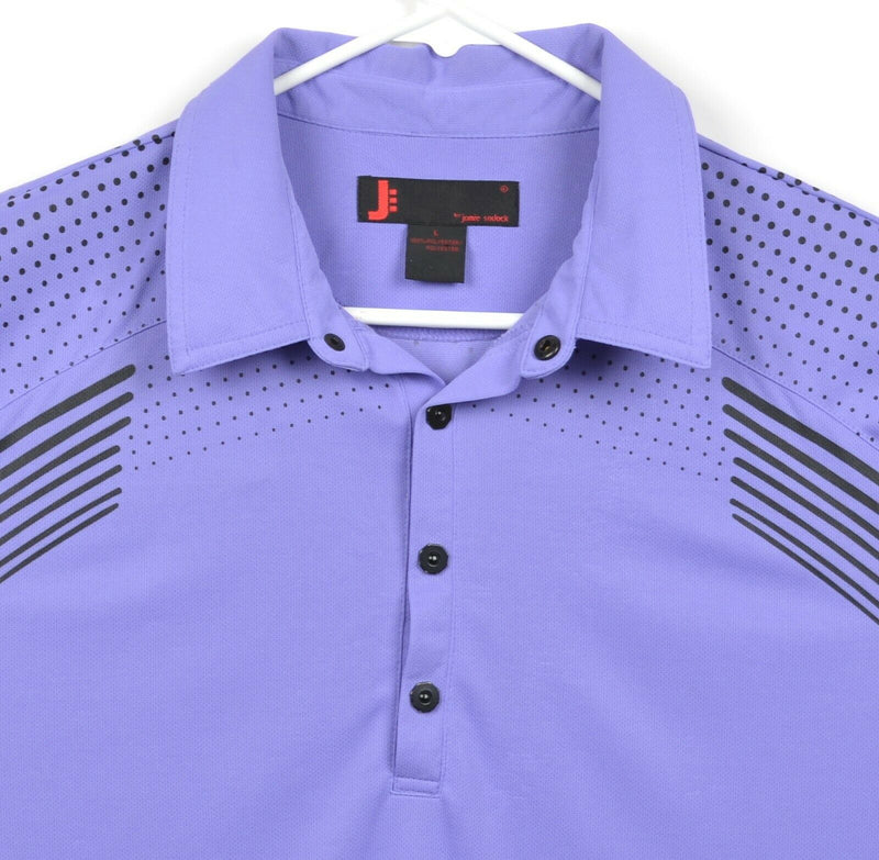 Jamie Sadock Men's Sz Large Purple Stripe Snap-Front Performance Golf Polo Shirt