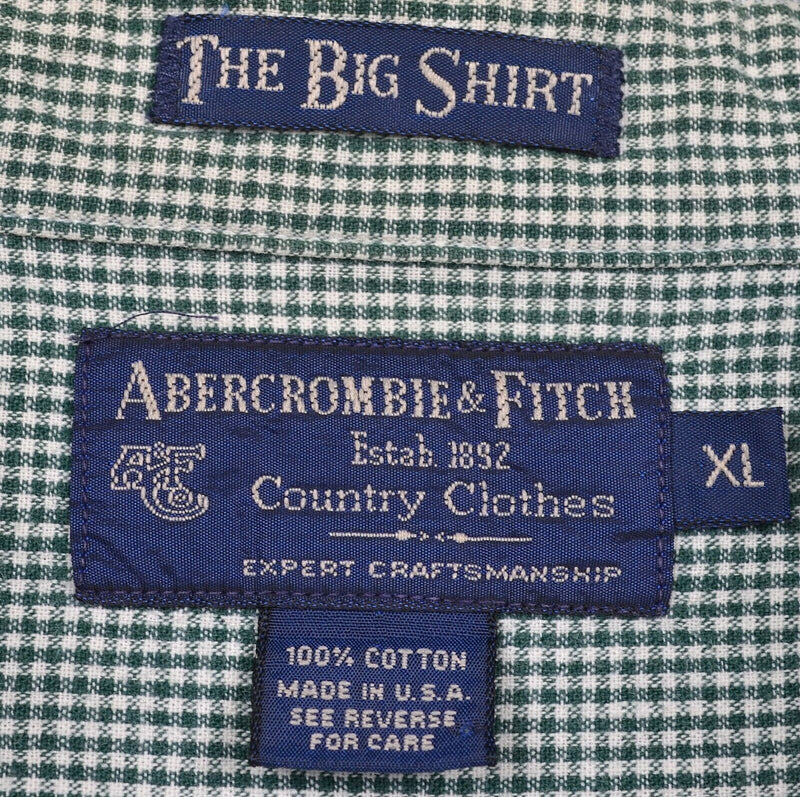 Vintage 80s Abercrombie & Fitch Men's Sz XL "The Big Shirt" Green Check Shirt