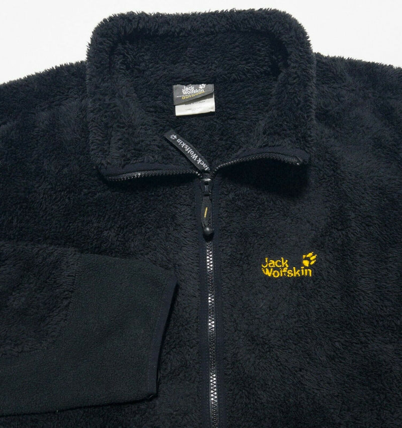 Jack Wolfskin Men's Large Fuzzy Fleece Solid Black Outdoor Full Zip Jacket