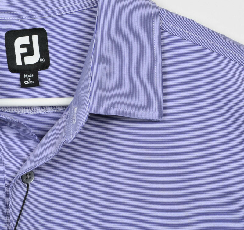 FootJoy Men's Sz XL Purple Micro-Striped ProDry Performance Golf Polo Shirt