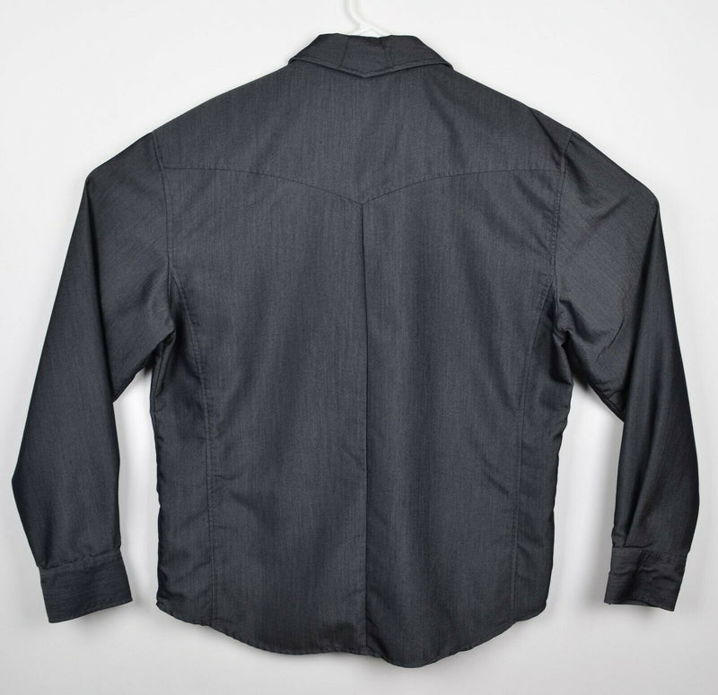 House Of Blues Men's XL Snap Front Embroidered Shiny Gray Rockabilly Shirt