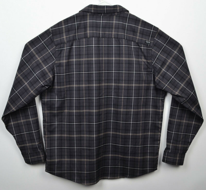 Mountain Hardwear Men's XL Gray Black Plaid Polyester Blend Flannel Shirt