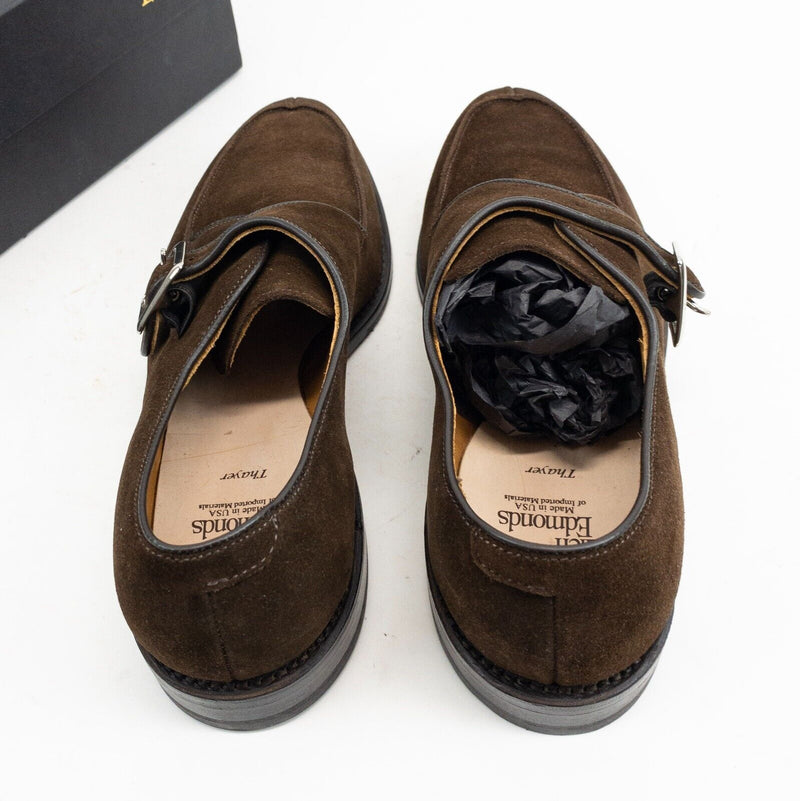 Allen Edmonds Thayer Men's 10D Brown Suede Monk Strap Split Toe Dress Shoes