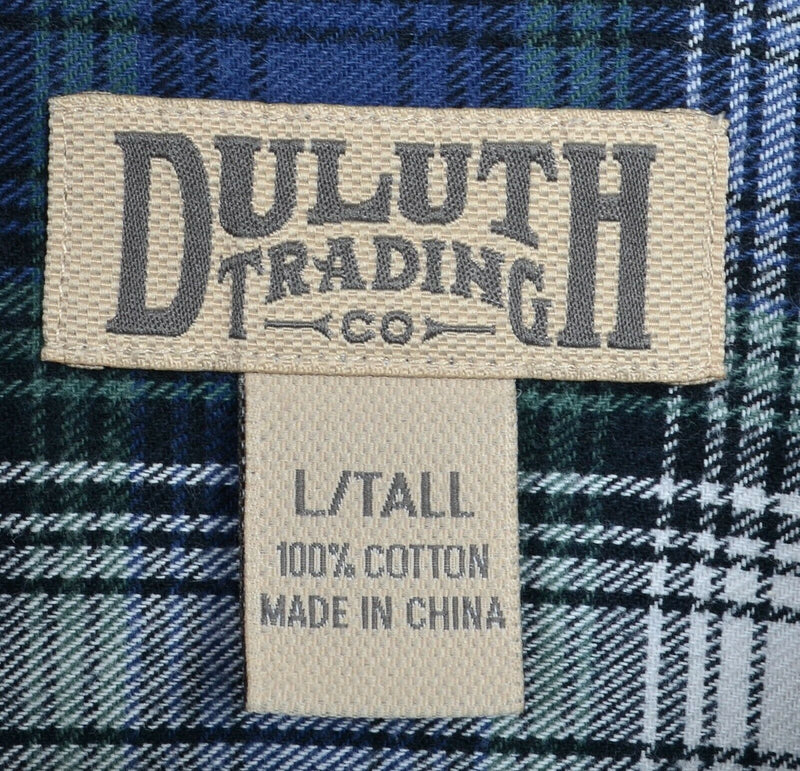 Duluth Trading Co Men's LT (Large Tall) Blue Green Plaid Button-Down Shirt