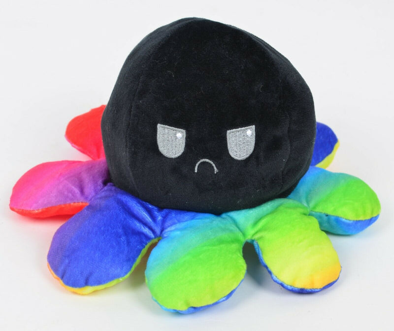 Reversible Mood Octopus Black White Rainbow Legs Flip Plush Stuffed Toy Soft