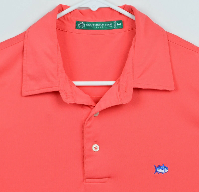 Southern Tide Men's Sz Medium Salmon Pink Polyester Lexus Club Polo Shirt