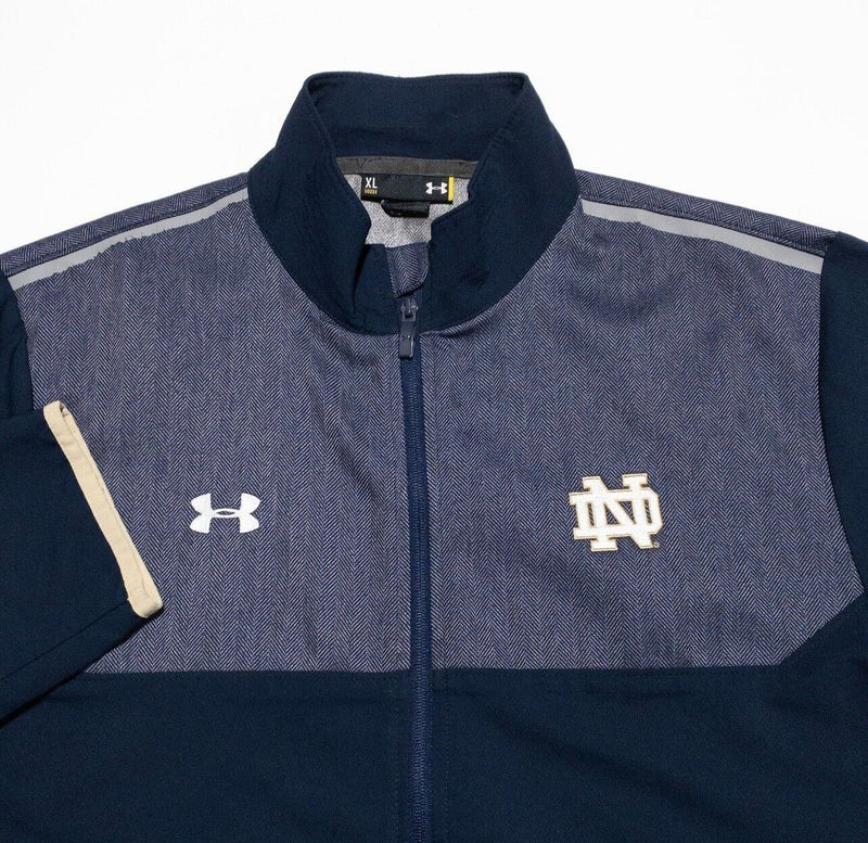 Notre Dame Under Armour Jacket Men's XL Loose Full Zip Blue NCAA College