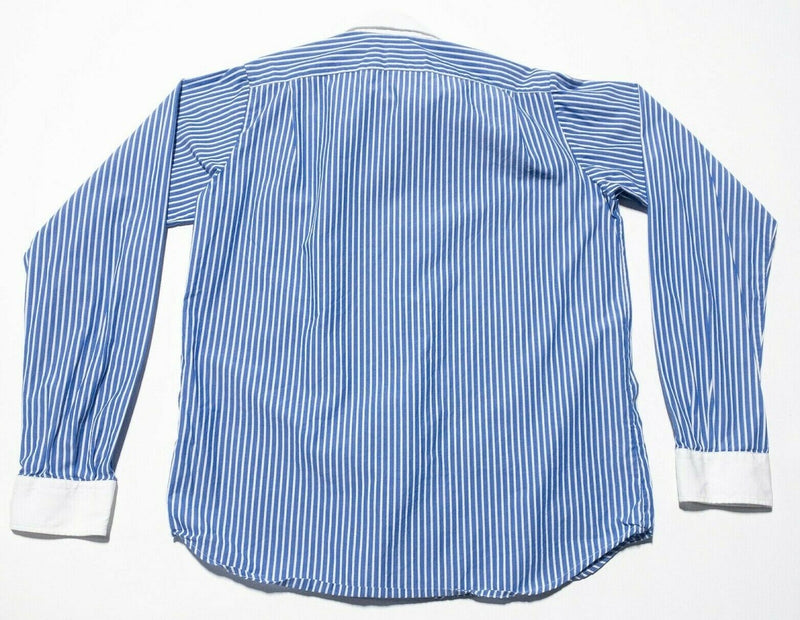 Gitman Bros. Shirt Men's Medium? Vintage Blue Striped Contrast Collar Dress USA