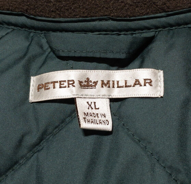 Peter Millar Vest Men's XL Quilted Full Zip Fleece Lined Green Crown Sport