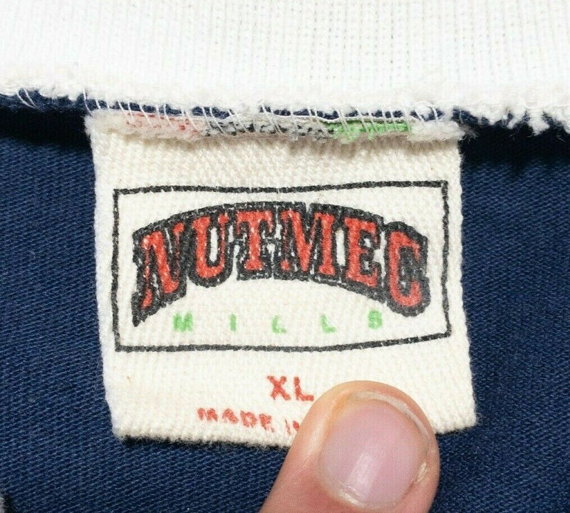Michigan Wolverines Nutmeg Mills Vintage 90s Rugby Shirt Striped Men's XL