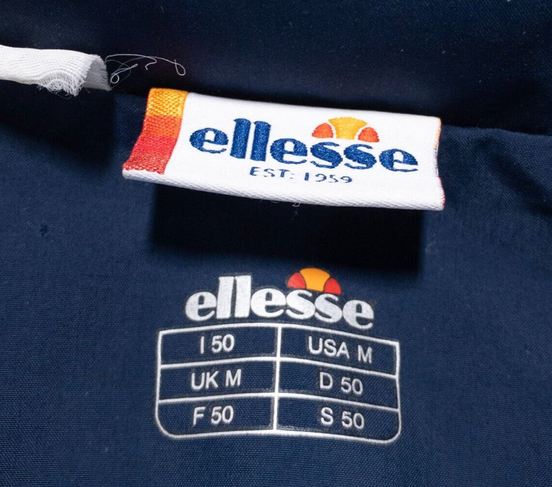 Ellesse Track Jacket Men's Medium Blue White Striped Logo Italia Full Zip