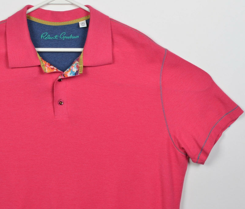 Robert Graham Men's 2XL (Classic Fit) Hot Pink Cotton Modal Blend Polo Shirt