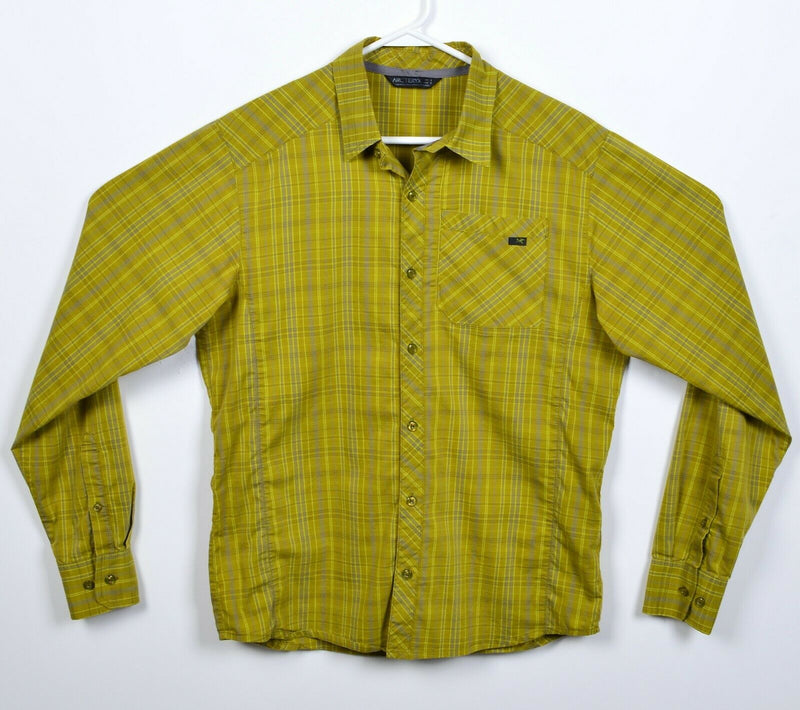 Arc'teryx Men's Small Green Plaid Cotton Polyester Blend Hiking Peakline Shirt