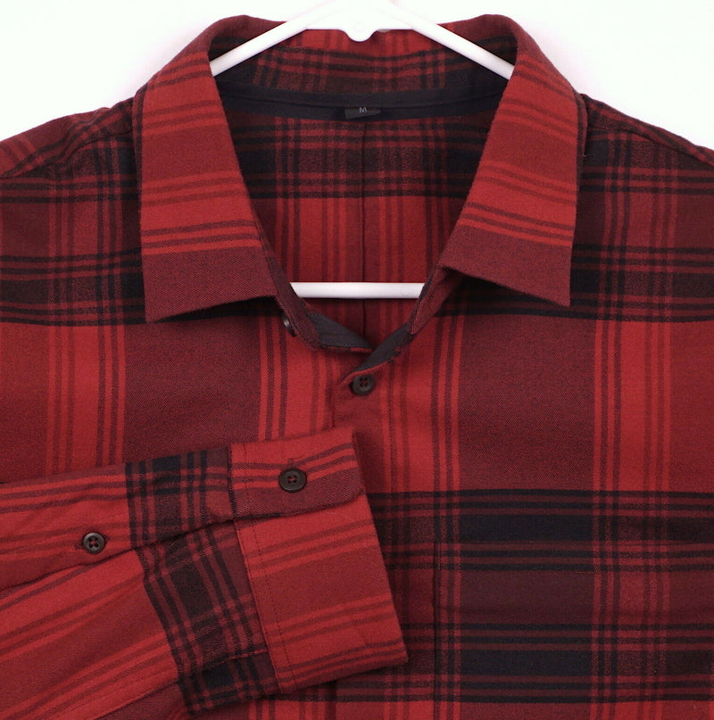 Lululemon Men's Sz Medium Red Black Plaid Athleisure Stretch Flannel Shirt