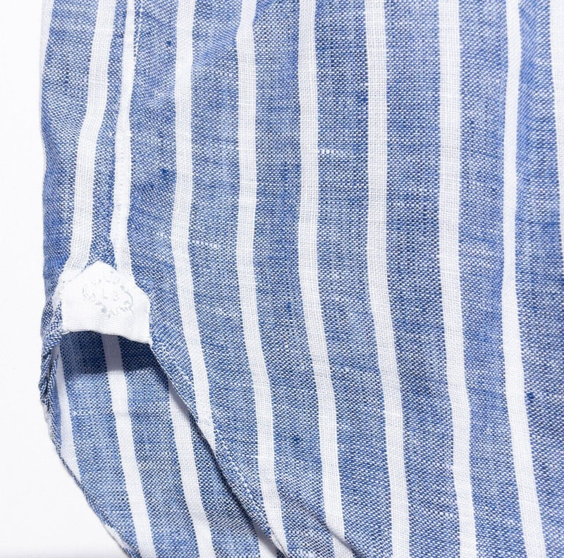 Borrelli Shirt Men's 16.5/42 Button-Down Long Sleeve Blue Stripe Napoli Italy