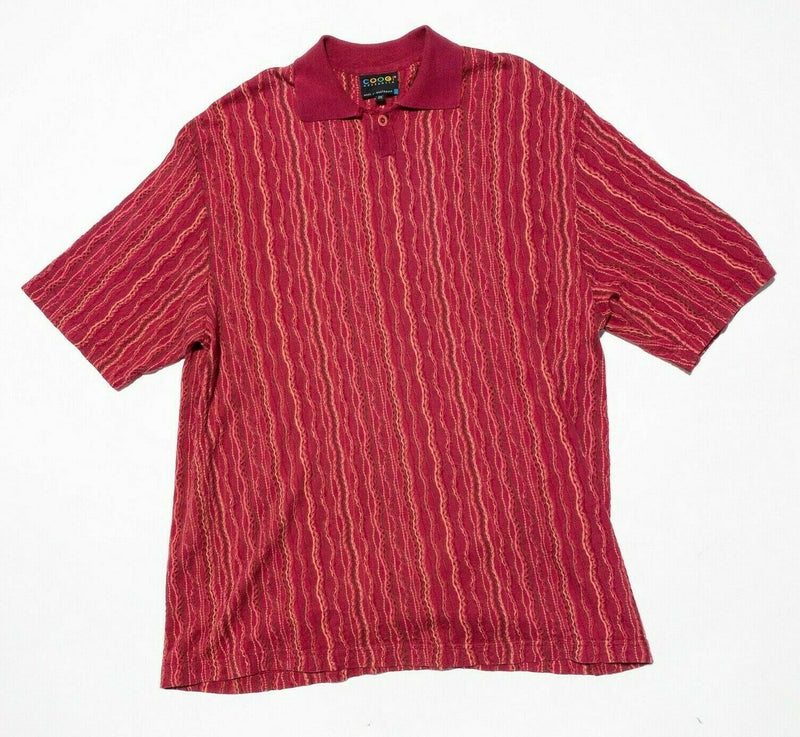 COOGI Polo Shirt 2XL Men's Red Textured 3D Knit Short Sleeve Austrlia