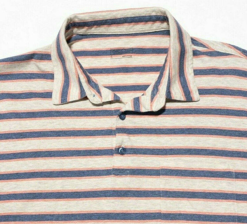 Patagonia Squeaky Clean Polo Large Men's Blue Pink Striped Short Sleeve Casual