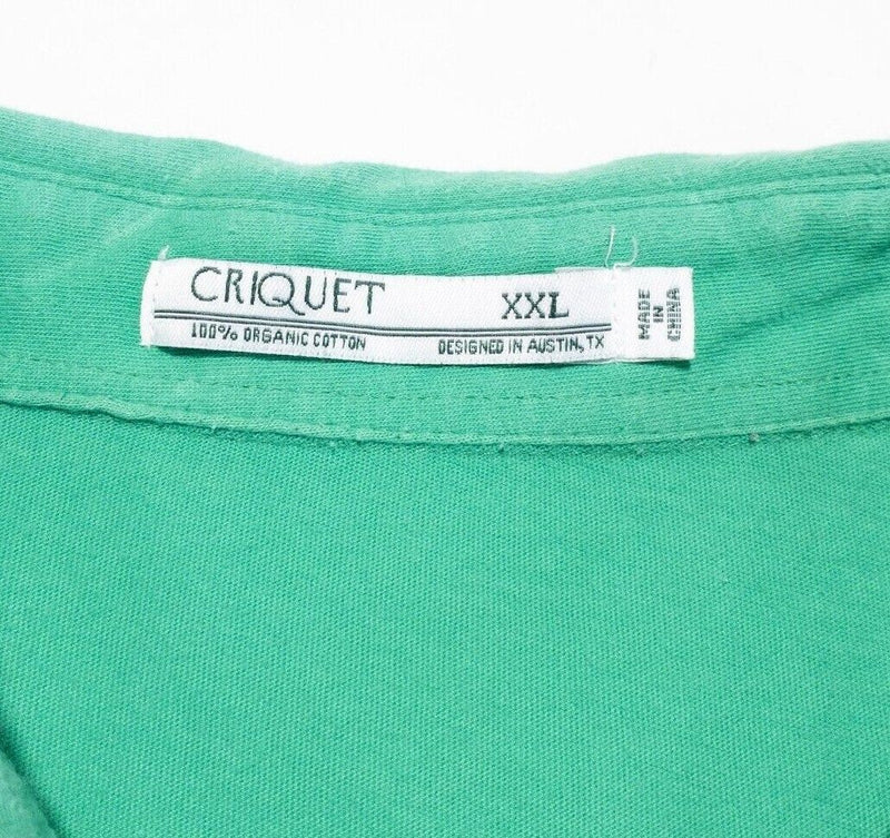 Criquet Polo XXL Men's Shirt Short Sleeve Pocket Solid Green Embroidered Logo