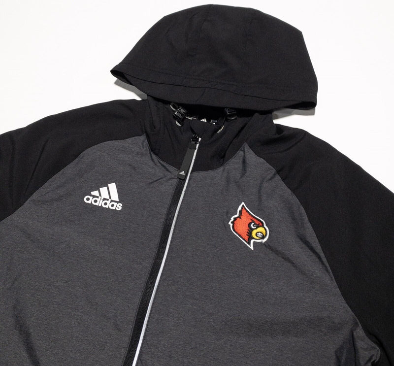 Louisville Cardinals Jacket Women's Medium Adidas Varsity Team Issue Gray Black