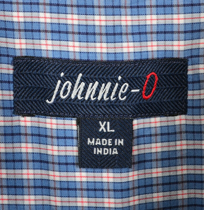 Johnnie-O Men's XL Blue White Red Plaid Long Sleeve Button-Down Shirt