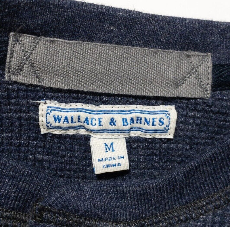 Wallace & Barnes Henley Men's Medium Waffle-Knit Thermal Navy Blue 2-Button