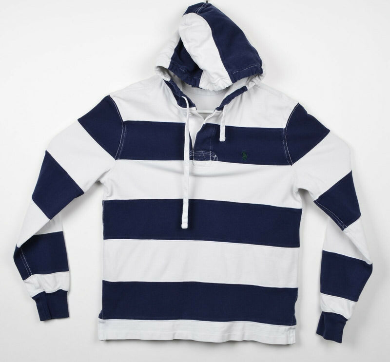 Polo Ralph Lauren Men's Sz Small Navy Blue White Rugby Style Shirt Hoodie