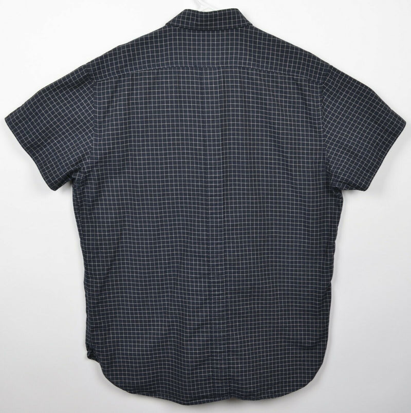 Billy Reid Men's 2XL Standard Cut Black Check Short Sleeve Button-Front Shirt