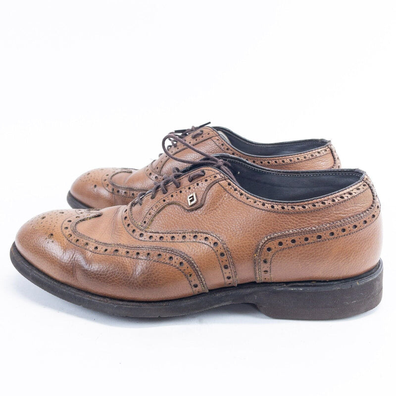 FootJoy Classics Spikeless Golf Shoes Men's 10 D Brown Leather Wingtip Oxford