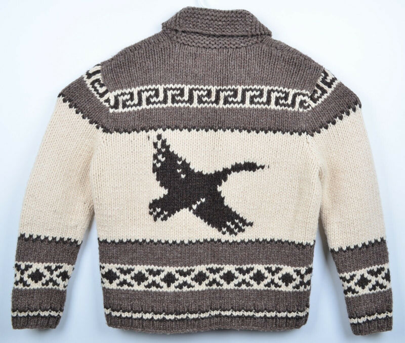 Eddie Bauer Men's Large Cowichan Duck Shawl Collar Fair Isle Full Zip Sweater