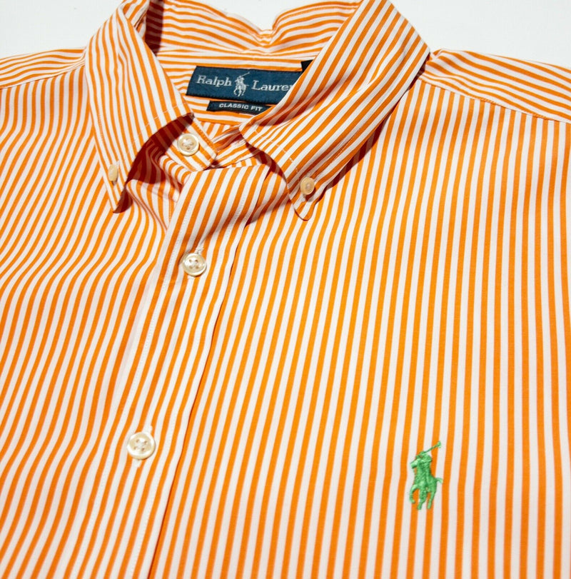 Polo Ralph Lauren Orange Striped Button-Down Shirt Men's XL Classic Fit