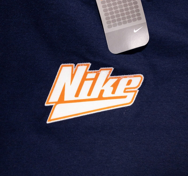 Nike T-Shirt XL Men's Vintage Y2K Shiny Logo Spell Out Short Sleeve Navy Blue