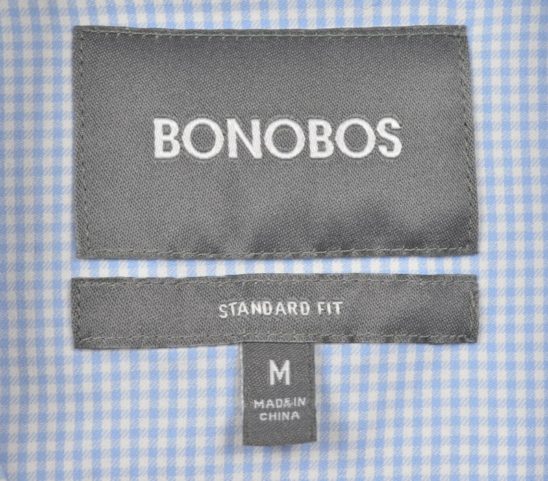 Bonobos Men's Medium Standard Fit Blue Check Nylon Wicking Performance Shirt