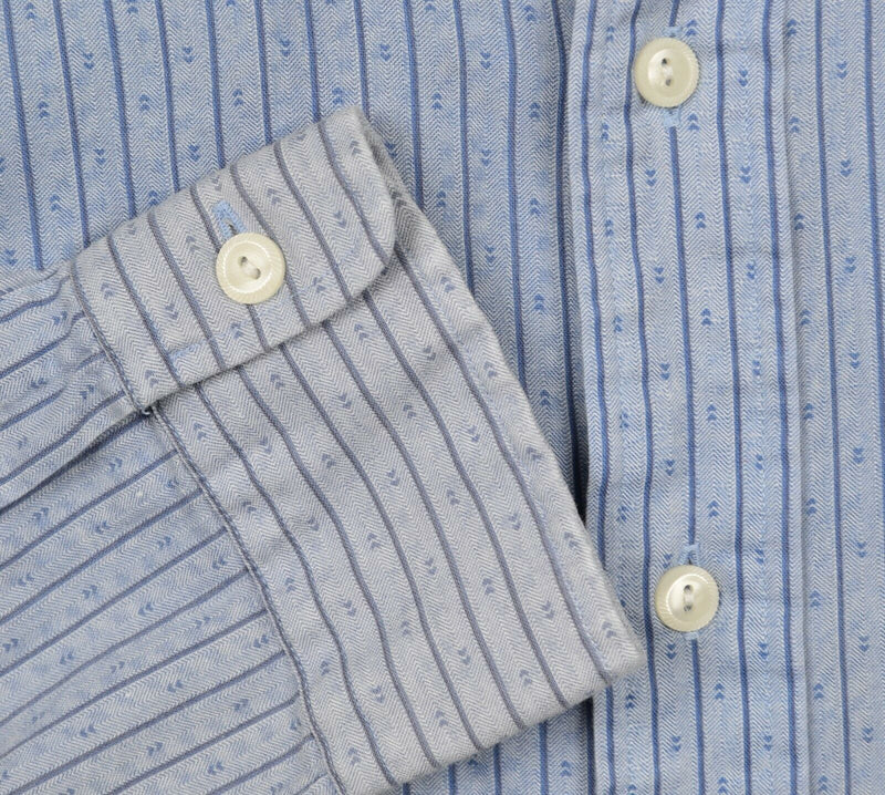 Polo Ralph Lauren Men's Medium "Jerome" Blue Striped Geometric Button Shirt