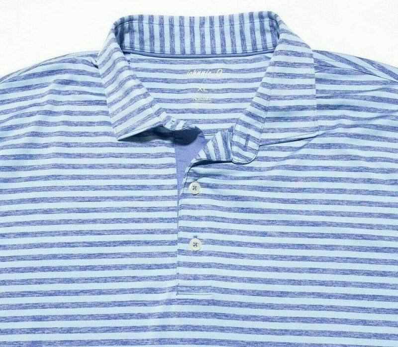 johnnie-O Polo XL Men's Golf Wicking Preppy Blue Striped Prep-Formance Polyester