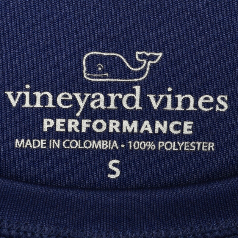 Vineyard Vines Performance Men Small Whale Navy Blue Pink Long Sleeve Sun Shirt
