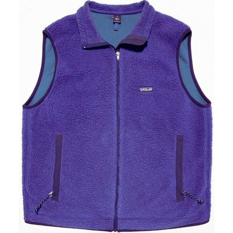 Vintage 90s Patagonia Men's XL Deep Pile Retro-X Fleece Purple PEF Full Zip Vest