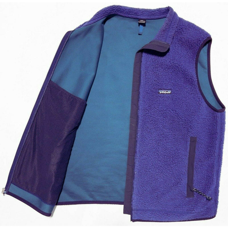 Vintage 90s Patagonia Men's XL Deep Pile Retro-X Fleece Purple PEF Full Zip Vest